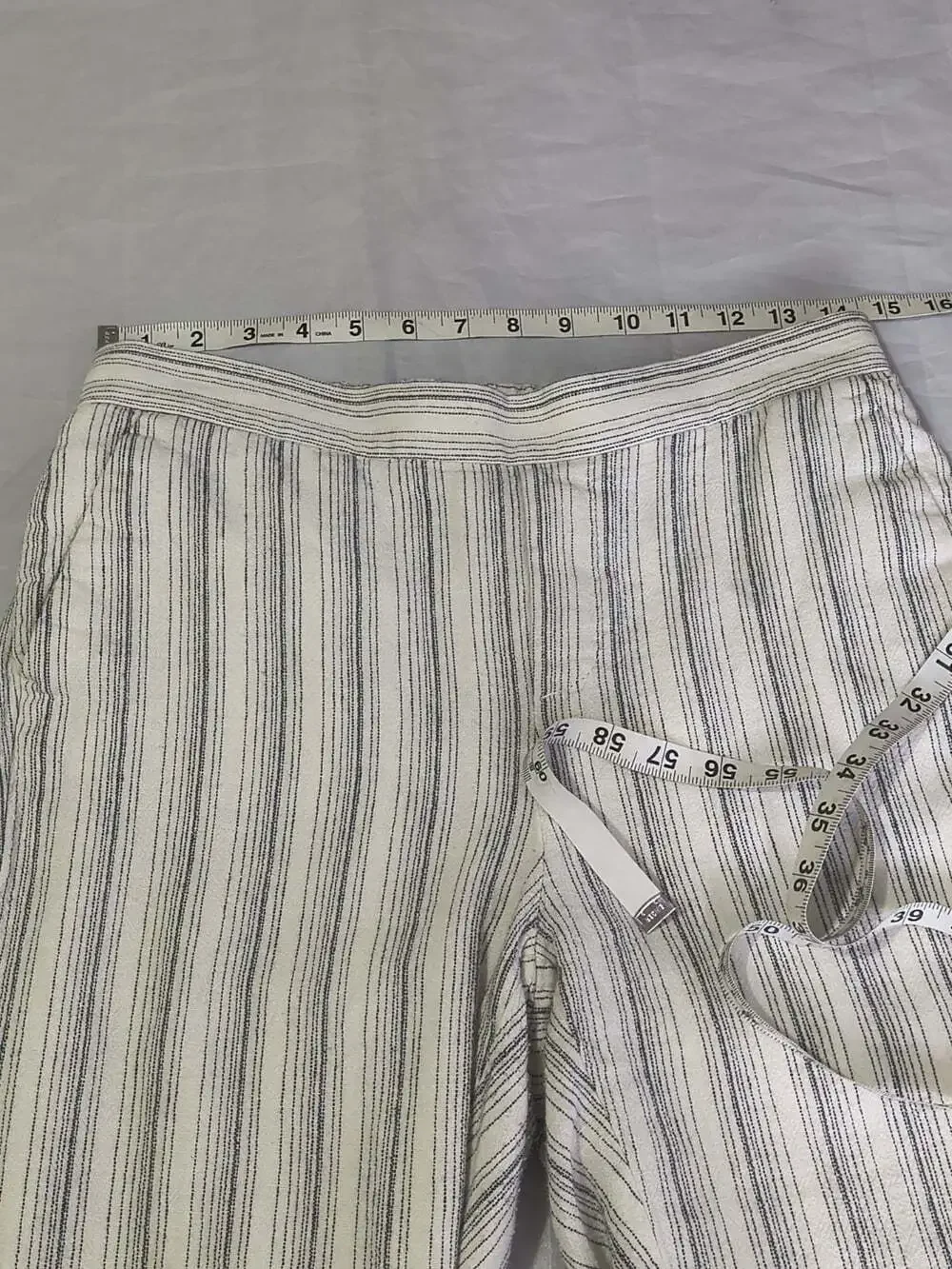 Banana Republic White Pull On Striped Linen Blend Straight Pants Size 6 Hayden
